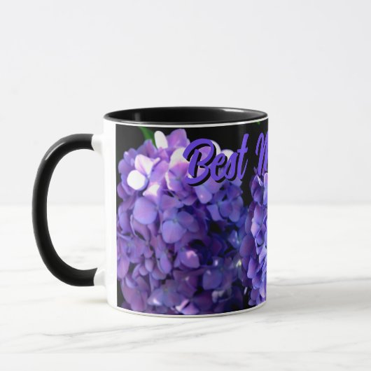 Mug Elégante fleur violette profonde hydrangée Meilleu (Gauche)