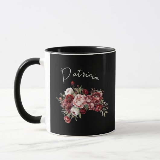 Mug Elégante Fleurs Bourgogne (Gauche)