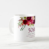 Mug Élégante Fleurs Bourgogne 50e anniversaire de Mari (Devant gauche)