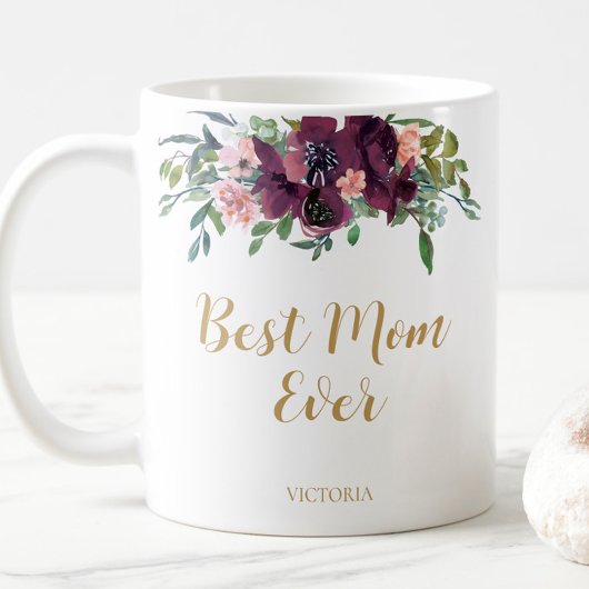 Mug Elégante Floral Meilleure Maman Jamais
