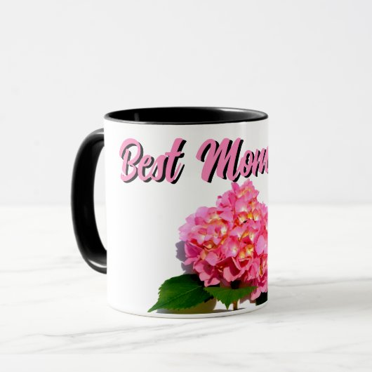 Mug Elégante florales roses hydrangée rose (Devant gauche)
