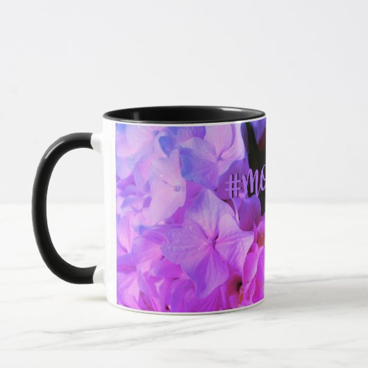 Mug Elégante flore rose chaud violet hydrangée (Gauche)