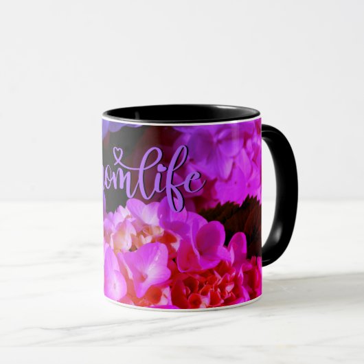 Mug Elégante flore rose chaud violet hydrangée (Devant droit)