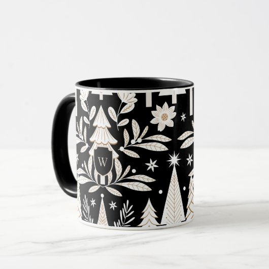 Mug Elégante Forêt À feuillage persistant de vacances  (Devant gauche)