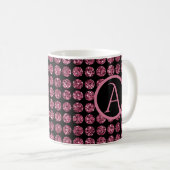 Mug Élégante Gemmes Diamant Rose Éclatante Monogramme  (Devant droit)