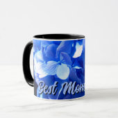 Mug Elégante hydrangée à fleurs bleues Meilleure maman (Devant gauche)