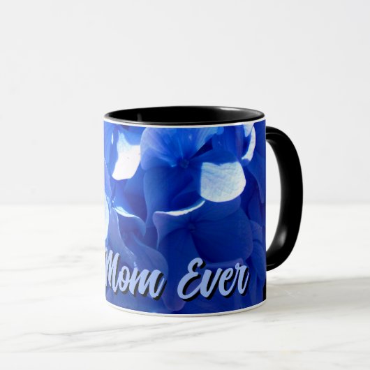 Mug Elégante hydrangée à fleurs bleues Meilleure maman (Devant droit)