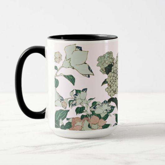 Mug Elégante Hydrangée & Fleur Botanique (Gauche)