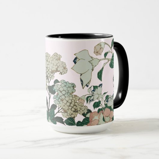Mug Elégante Hydrangée & Fleur Botanique (Devant droit)