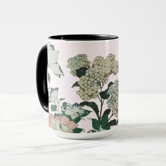 Mug Elégante Hydrangée & Fleur Botanique (Devant gauche)