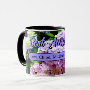 Mug Elégante hydrangée jardin rose violet photo floral