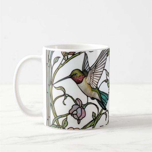 Mug Élégante illustration de colibri botanique boho ch (Gauche)