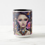 Mug Élégante Imaginaire papillon fille avec collier Mu (Centre)