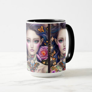 Mug Élégante Imaginaire papillon fille avec collier Mu