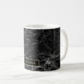 Mug Élégante impression en marbre noir avec nom (Devant droit)