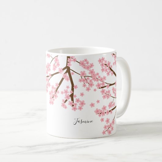 Mug Elégante jolie floraison de cerisier sakura callig (Devant droit)