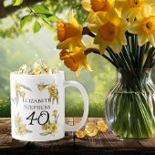Mug Élégante jonquille jaune 40e anniversaire floral