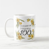Mug Élégante jonquille jaune Floral 100e anniversaire (Gauche)