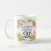 Mug Élégante jonquille jaune Floral 21e anniversaire (Gauche)
