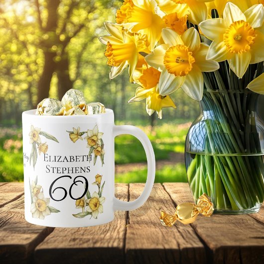 Mug Élégante jonquille jaune Floral 60e anniversaire