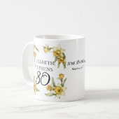 Mug Élégante jonquille jaune Floral 80e anniversaire (Devant gauche)