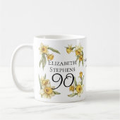 Mug Élégante jonquille jaune Floral 90e anniversaire (Gauche)