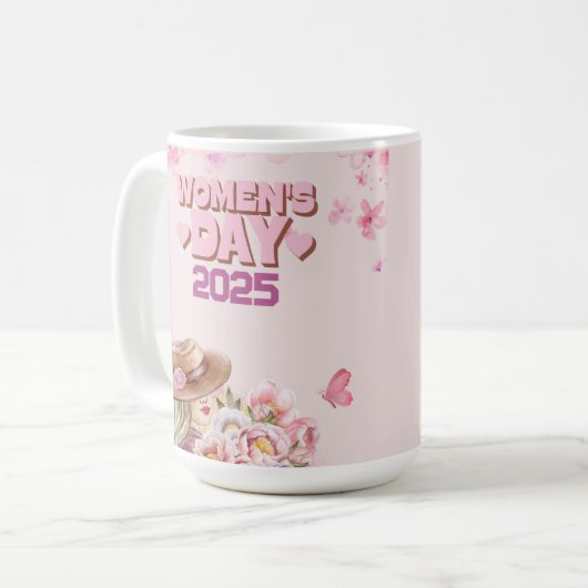 Mug Elégante Journée des Femmes 2025 avec design flora (Devant gauche)