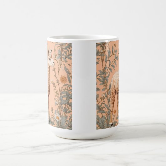 Mug Élégante Lama et Fleurs de marguerite sur la pêche (Centre)