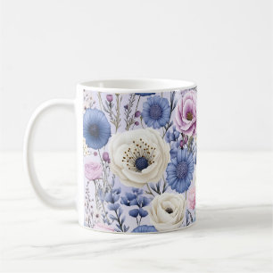 Mug Elégante Lavande Bleu Fleur Jardin Floral