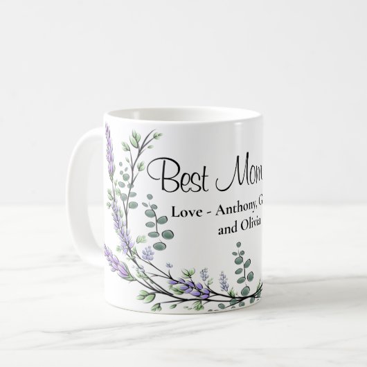 Mug Elégante Lavande Eucalyptus Meilleure Maman Jamais (Devant gauche)