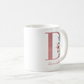 Mug Élégante lettre florale D Bouquet rose et ivoire (Devant droit)