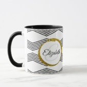 Mug Élégante lettre initiale Monogramme | Noir et blan (Gauche)