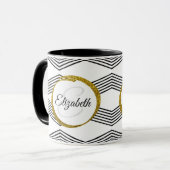 Mug Élégante lettre initiale Monogramme | Noir et blan (Devant gauche)