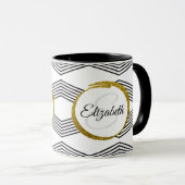 Mug Élégante lettre initiale Monogramme | Noir et blan (Devant droit)