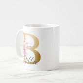 Mug Élégante lettre rose florale or Monogramme B (Devant gauche)
