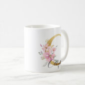 Mug Élégante lettre rose florale or Monogramme C (Devant droit)