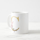 Mug Élégante lettre rose florale or Monogramme C (Devant gauche)