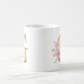 Mug Élégante lettre rose florale or Monogramme G (Centre)