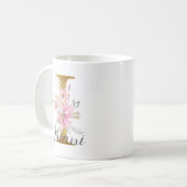 Mug Élégante lettre rose florale or Monogramme I (Devant gauche)