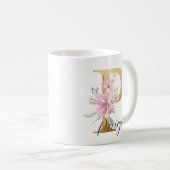 Mug Élégante lettre rose florale or Monogramme P (Devant droit)