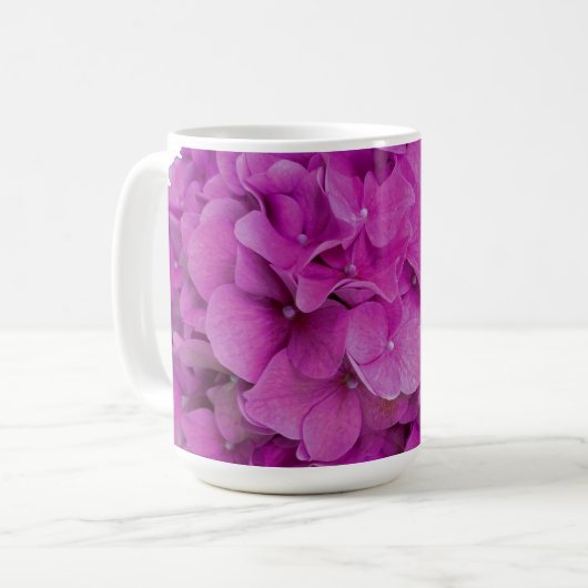 Mug Elégante magenta rose hydrangée florale roses (Devant gauche)