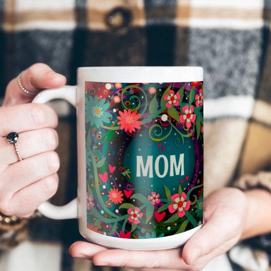Mug Élégante Maman Rose Vert Floral Inspirivée
