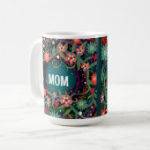 Mug Élégante Maman Rose Vert Floral Inspirivée (Devant gauche)