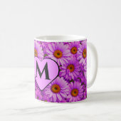 Mug Élégante marguerite florale magenta rose foncé (Devant droit)