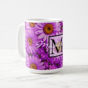 Mug Élégante marguerite florale magenta rose foncé