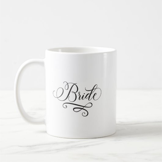 Mug Élégante mariée de calligraphie classique noir et  (Gauche)