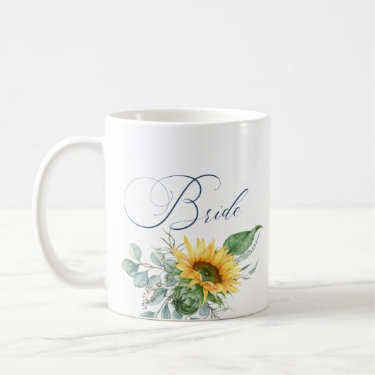 Mug Élégante mariée rustique tournesol Eucalyptus Flor (Gauche)