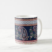 Mug Elégante Marine Paisley : Conception des frontière (Devant droit)
