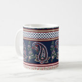 Mug Elégante Marine Paisley : Conception des frontière (Devant gauche)