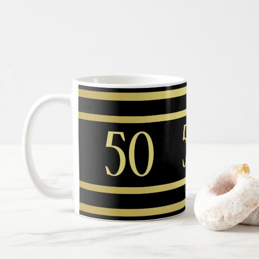 Mug Elégante Masculine Or & Noir Anniversaire (Avec donut)